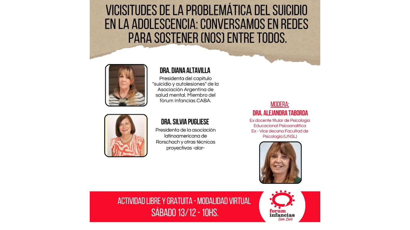 Compartimos una invitación a la actividad inaugural del Fórum Infancias San Luis, un espacio de encuentro y reflexión colectiva.