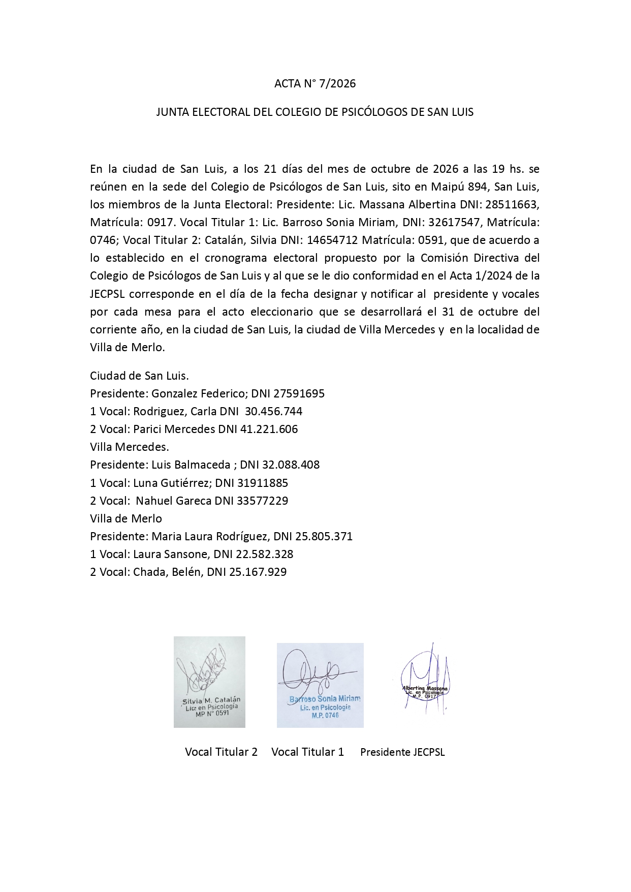 AUTORIDADES DE MESA